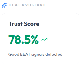 E-E-A-T score demonstration E-E-A-T trust score of 78.5 percent
